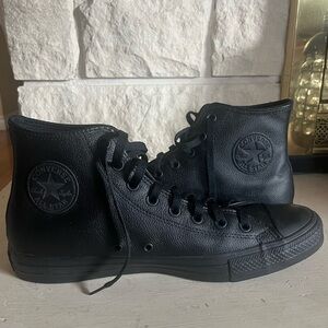 Converse Black Leather High-Top Sneakers